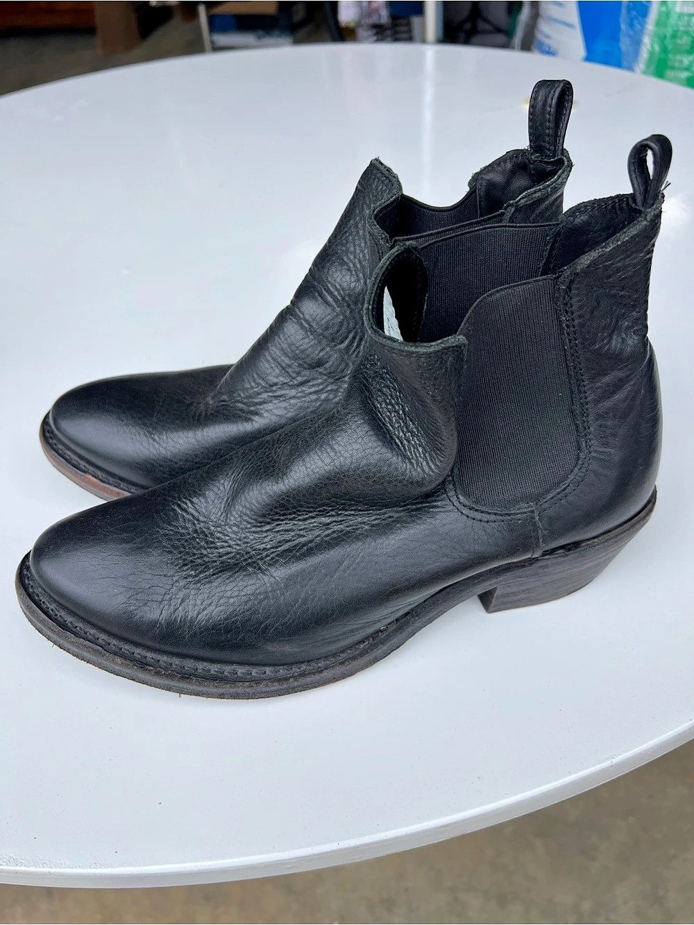 Vintage Leather Ankle Boots Black Size 7